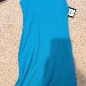 Bright Teal Ribbed Dress